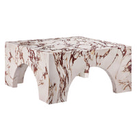 Modway Valen Indoor/Outdoor Patio Arched Concrete Coffee Table - Red Marble-Unique Arched Design
