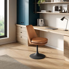 Modway Lippa Swivel Dining Vegan Leather Side Chair - Black Tan-Slightly Reclined Back