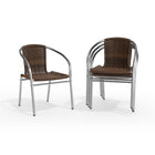 Flash Furniture Commercial Aluminum & Dark Brown Rattan Indoor-Outdoor Restaurant Stack Chair-Cross Braces provide extra stability