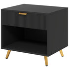 HOMCOM Nightstand with Fluted Panel - Black-Modern black finish and fluted panel enhance any room