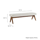 Modway Lyra 63" Fabric Upholstered Bench - Ivory-Padded Seat