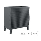 Modway Render 30" Bathroom Vanity Cabinet - Grey-Adjustable Storage Shelf