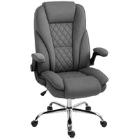 HOMCOM Office Chair with Flip-up Armrest - Dark Grey-Double-tier high-density foam padding ensures superior sitting comfort