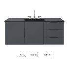 Modway Vitality 48" Double or Single Sink Compatible Bathroom Vanity Cabinet - Grey-Soft-Close Doors