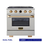 Kucht 30" KXP Series Dual Fuel Range Propane Gas - Stainless Steel/Gold-Cook and bake like a pro with the extra-large convection oven with 4.2 cu. ft. of capacity, 5-rack configuration and extra-large oven window