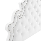Modway Gwyneth Tufted Performance Velvet Queen Platform Bed with Wood Legs and Gold Sleeves - White-Reinforced Center Beam and Support Legs