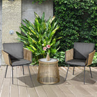 Outsunny 3-Pieces Wicker Patio Furniture Set with Coffee Table & Cushions - Grey-Large wing-shaped chairs gives you plenty of room to sit 
