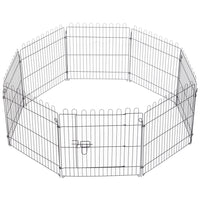 PawHut 8-Panel Dog Playpen for Indoor & Outdoor - 24" H-Black coated playpen provides long lasting protection against outdoor elements