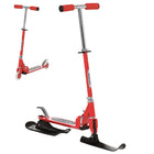 Qaba Kids 2-in-1 Snow Scooter and Sled - Red-2-in-1 design, can work as traditional scooter as well as snow scooter 