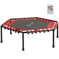 Soozier 45" Mini Trampoline Indoor with LED Lights and Remote Control - Red-Trampoline light features 12 colours and 8 modes for fun 