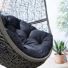 Modway Encase Outdoor Patio Rattan Swing Chair - Grey Navy-Waterproof Cushion Covers
