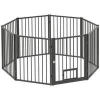 PawHut 8-Panel Dog Playpen with Door - 30" H-Multi-usage for indoor, outdoor, or as a dog gate