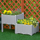 Outsunny 2-Piece Raised Garden Bed - Light Grey-Our durable and lightweight PP material withstands any weather conditions, ensuring longevity

