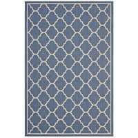 Modway Avena Moroccan Quatrefoil Trellis Indoor/Outdoor Area Rug - 8 ft W x 10 ft L - Blue/Beige-Moroccan Quatrefoil Trellis Area Rug