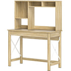 HOMCOM 41.3" Computer Desk with Storage - Oak-Three shelves and two open compartments enhance storage capacity