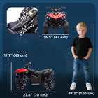 Qaba 6V Battery Powered Kids ATV 4 Wheeler with Music and LED Headlights - Red-Material: Metal, PP 