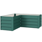 Outsunny L-Shaped Galvanized Steel Planter Box - 45" L x 45" W x 17" H - Green-Raised garden bed with slatted steel panels for elegance and protection 