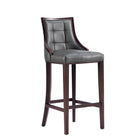 Manhattan Comfort Fifth Avenue 19" Traditional Faux Leather Upholstered Bar Stool - Pebble Grey - 2 Pack-Refined Rectangular Design Stitching