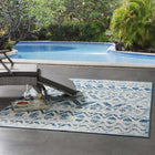 Modway Reflect Tamako Diamond/Chevron Moroccan Trellis Indoor / Outdoor Area Rug - 5 ft W x 8 ft L - Ivory/Blue-Durable Indoor/Outdoor Rug