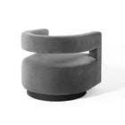 Modway Spin Cutaway Performance Velvet Swivel Armchair - Grey-Textured Matte Black Iron Base