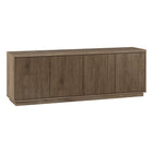 Hudson&Canal Hanson TV Stand for TV's up to 75" - Antiqued Grey Oak-Features four doors with enclosed cabinets and 4 shelves for ample storage