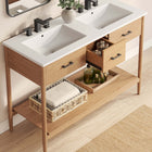 Modway Zaire 48" Double Sink Bathroom Vanity - Natural/White-Tapered Legs