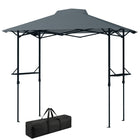 Outsunny 5 ft W x 8.5 ft L Pop Up Grill Gazebo with Shelves - UPF 50+ Outdoor Canopy - Dark Grey-Features a pop-up design for easy setup