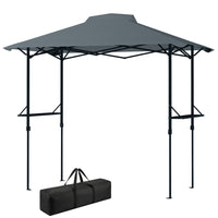 Outsunny 5 ft W x 8.5 ft L Pop Up Grill Gazebo with Shelves - UPF 50+ Outdoor Canopy - Dark Grey-Features a pop-up design for easy setup
