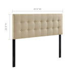 Modway Emily Upholstered Fabric Queen Headboard - Beige-Fits queen size beds