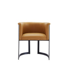 Manhattan Comfort Corso 26.38" Modern Faux Leather Upholstered Dining Chair - Tan-Modern Dining Chair for Dining Room and Living Room Use