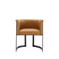 Manhattan Comfort Corso 26.38" Modern Faux Leather Upholstered Dining Chair - Tan-Modern Dining Chair for Dining Room and Living Room Use
