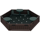 Outsunny Outdoor Kids Hexagon Sandbox with Cover - 47.2" - Brown-Hold up to 350 lbs (160 kg) of sand 