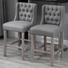 HOMCOM Tufted Armless Bar Stool High Chair - Grey - 2 Pack-Breathable linen covers the soft foam seat giving these chairs a stylish, modern look