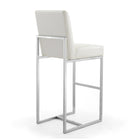 Manhattan Comfort Element 16.34" Modern Faux Leather Upholstered Bar Stool - Pearl White and Polished Chrome - 3 Pack-Delivered to you Fully Assembled! No Assembly Required
