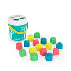 Miniland Feel to Learn: Shape Sorting Bucket - Turquoise - Set of 18-Exercise eye-hand coordination and stimulate logical reasoning