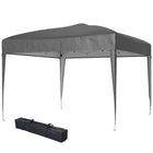 Outsunny 10 ft W x 10 ft L Folding Pop Up Tent Canopy Outdoor Gazebo - Grey-210D water-resistant oxford canopy against UV rays and reduce heat