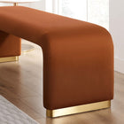 Modway Koda Performance Velvet Waterfall Long Bench - Brass/Rust-Dense Foam Padding