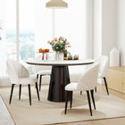 HOMCOM Dining Chairs with Metal Legs for Kitchen - Cream White - Set of 4-Curved backrest supports body curve ergonomically
