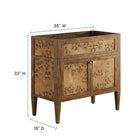 Modway Elysian 36" Wood Bathroom Vanity Cabinet - Brown-Concealed Kitchen Hinges