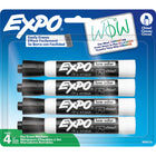 Expo Low Odour Dry Erase Markers - Chisel Tip - Black - 4 Pack-Versatile chisel tip allows for broad or fine writing