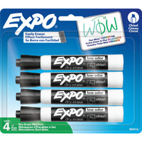 Expo Low Odour Dry Erase Markers - Chisel Tip - Black - 4 Pack-Versatile chisel tip allows for broad or fine writing