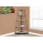 Monarch Specialties 2424 60"H Bookcase - Dark Taupe Corner Accent Etagere-4 fixed one inch thick tray style shelves (maximum weight capacity 22 lbs each)