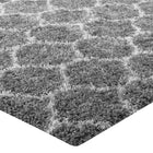 Modway Solvea Moroccan Trellis Shag Area Rug - 5 ft W x 8 ft L - Grey/Ivory-High Density / Machine-Woven
