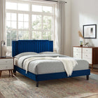 Modway Zahra Channel Tufted Performance Velvet King Platform Bed - Navy-Bed Frame Weight Capacity: 800 lbs