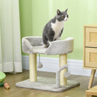 PawHut Cat Tree Tower Condo with Sisal Scratching Posts - Light Grey-Platform provides a snug place to relax and nap 