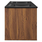 Modway Transmit 48" Wall-Mount Bathroom Vanity - Walnut/Black-Soft-Close Doors