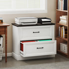 HOMCOM 2 Drawer File Cabinet for Letter/A4/Legal Hanging File Folders - White-Top surface holds printer, scanner, or decor with ease