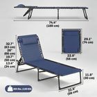 Outsunny Folding Lounge Chair - Chaise Lounge with Headrest - Dark Blue-Mesh sling fabric offers excellent breathability