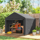 Outsunny 6.6' x 7.8' Waterproof Bike Tent with Roll-up Zipper Door-Uses 160gsm PE fabric, providing all-weather protection from rain and UV rays
