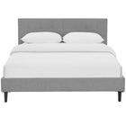 Modway Linnea Fabric Queen Bed - Light Grey-Tufted Polyester Headboard